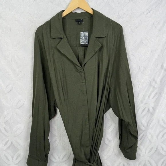 Torrid Olive Mini Rayon Slub Wrap Front Dress Size 4X NWT - Picture 6 of 11